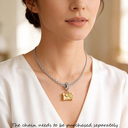 Damen-Charm-Anhänger Vintage Koffer golden Reise aus Sterlingsilber