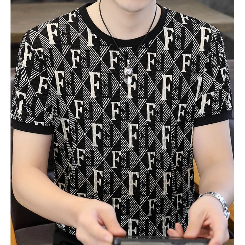 Herren Kurzarm T-Shirt im luxuriösen Retro-Stil für Sommer und Streetwear