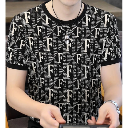 Herren Kurzarm T-Shirt im luxuriösen Retro-Stil für Sommer und Streetwear