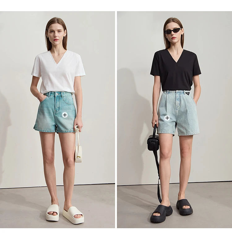 Damen Top im minimalistischen Sommerstil mit einfarbiger Buchstabenstickerei