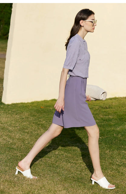 Damen Shorts im minimalistischen Stil für das Büro mit weitem Bein