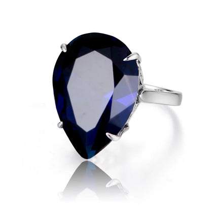 Damen-Ring aus 925er Silber mit grünem Smaragd in Tropfenform, Vintage Schmuckstück mit Echtheitszertifikat