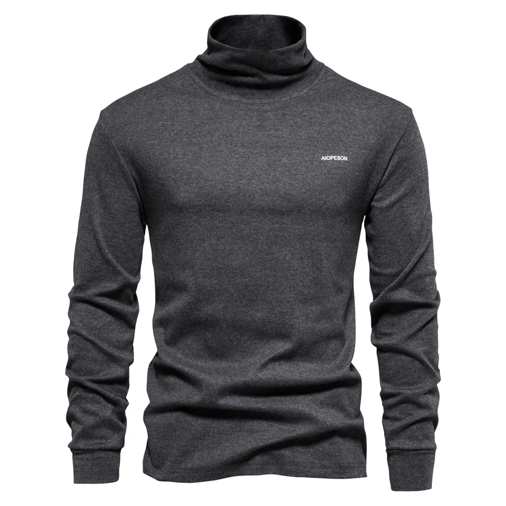 Herren T-Shirt mit hohem Kragen für lässige Herbst- und Wintermode