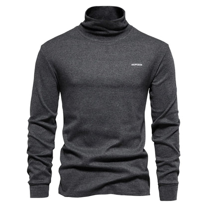 Herren T-Shirt mit hohem Kragen für lässige Herbst- und Wintermode