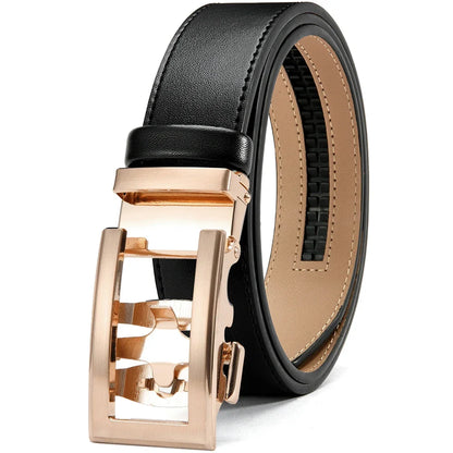 Herren Echtleder-Gürtel Hohles Muster Automatik-Schnalle Unisex 3,5 cm