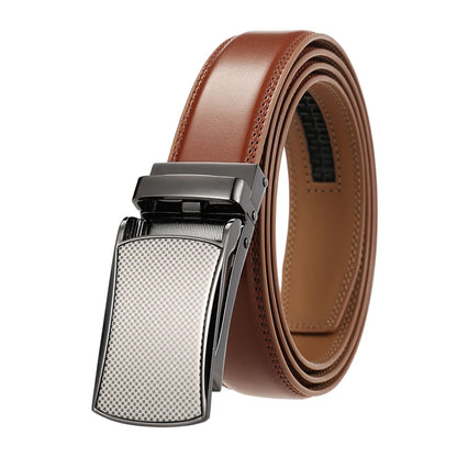 Herren Ledergürtel Braun 31 mm Ohne Lochung Mit Automatischer Schnalle Aus Naturleder