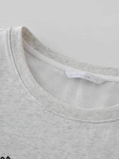 Plus Size Damen T-Shirt mit 3D-Schleife & Vogelmotiv – Sommerliches Kurzarmshirt mit abstraktem Print