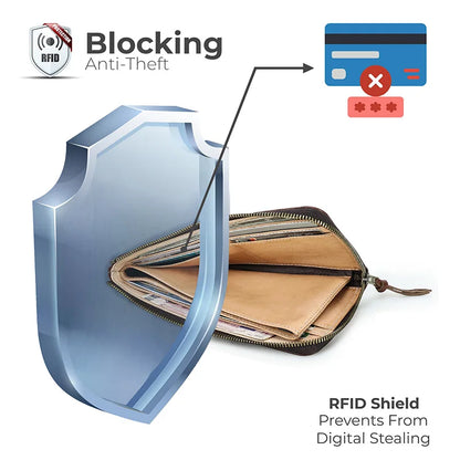 Herren Echtleder Lange Geldbörse Vintage RFID Handyfach 8 Kartenfächer Geschenk