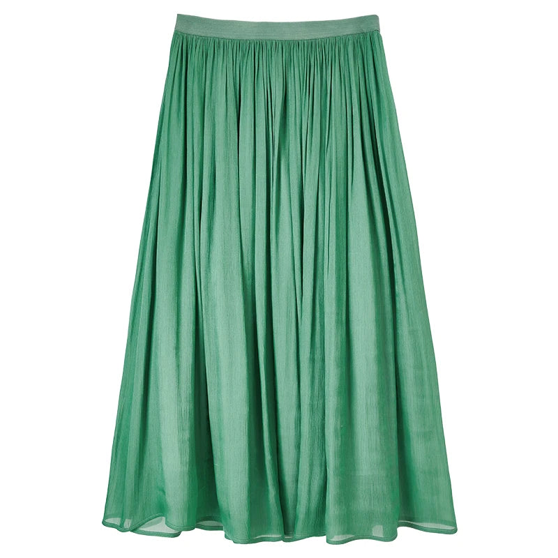 Damen Falten-Detail-Rock mit elastischer Taille im A-Linien Stil