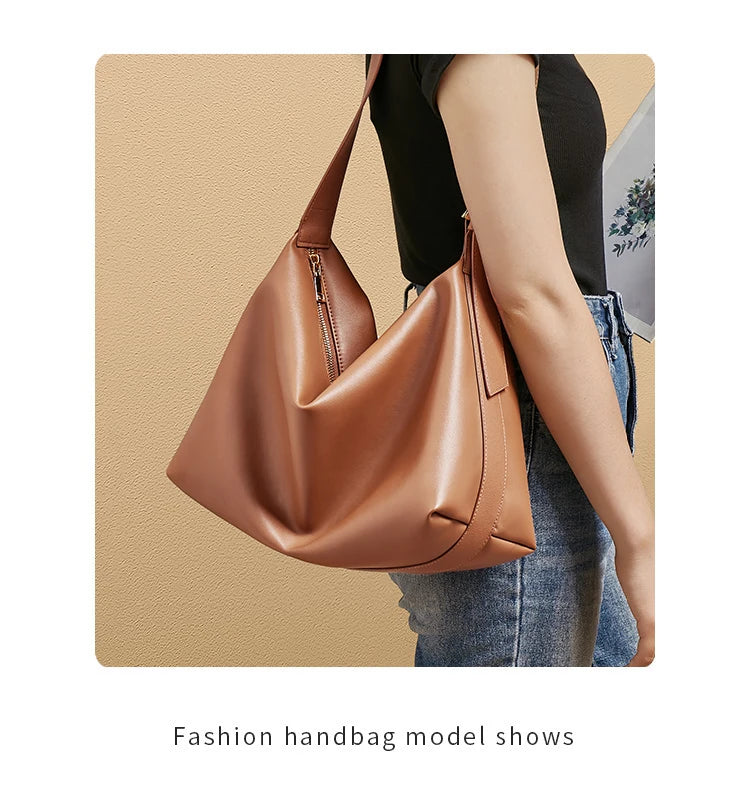 Damen Tote Tasche aus Split-Leder mit großem Fassungsvermögen Crossbody
