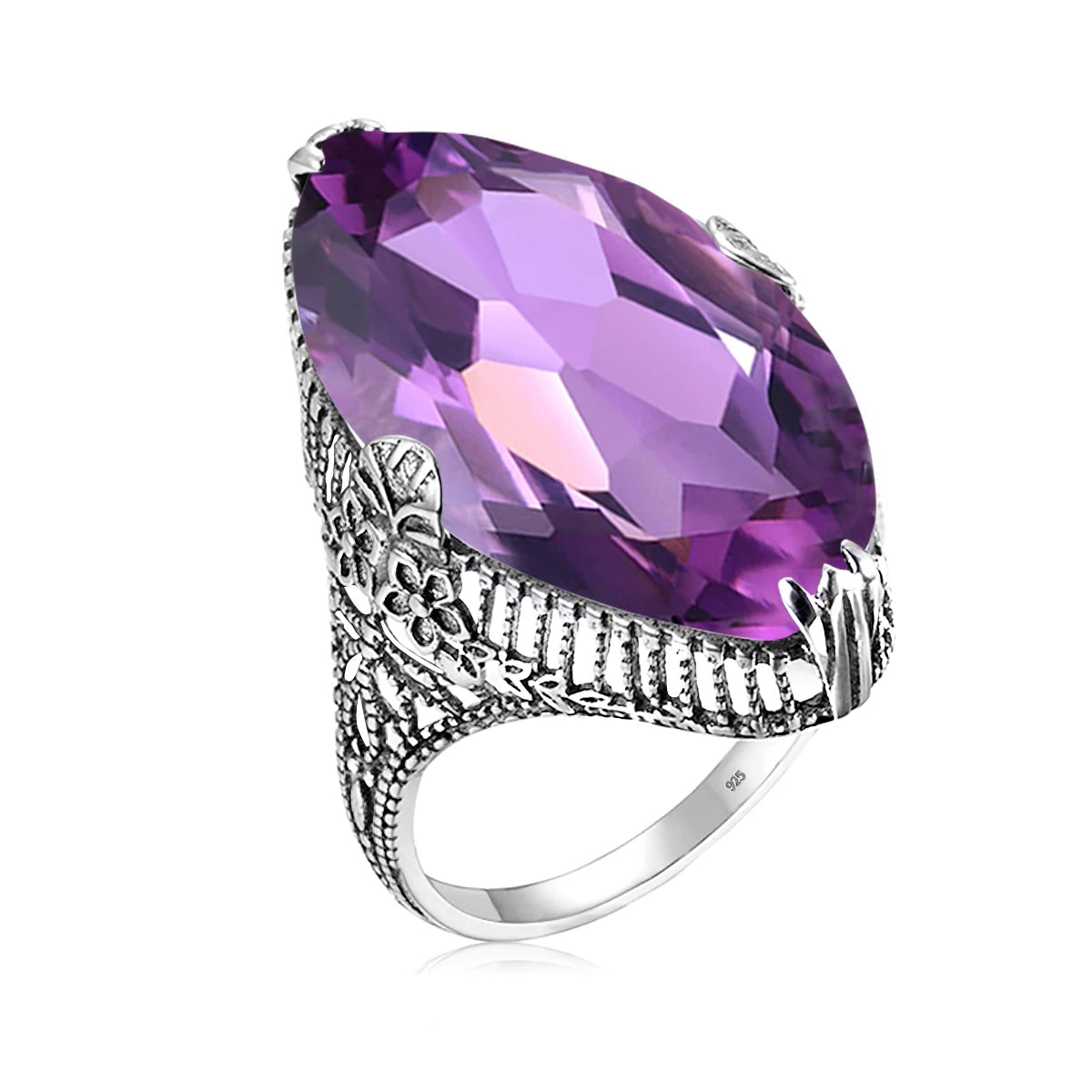 Damen-Ring aus 925 Sterling Silber mit Peridot im Marquise-Schliff, August-Geburtsstein