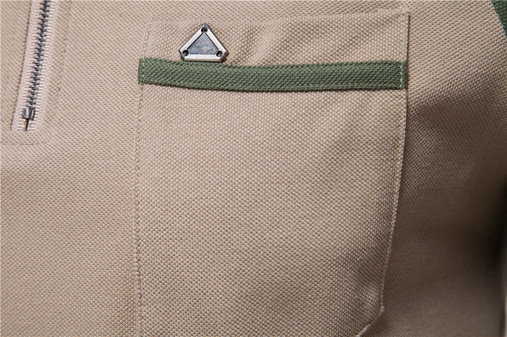 Herren Poloshirt aus Baumwolle mit Patchwork und Reißverschluss für den Sommer