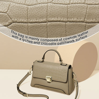 Damen Schultertasche aus Echtem Leder Simple Crossbody