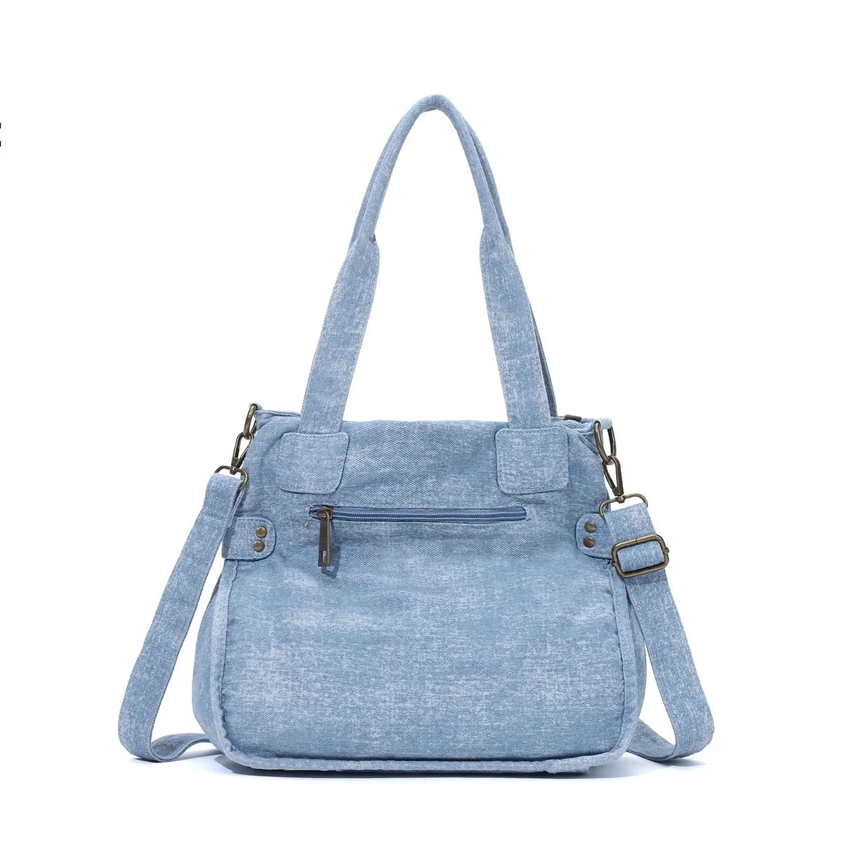 Damen-Schultertasche aus Denim in blau mit Top-Handle viel Stauraum für Alltag und Freizeit großem Innenfach