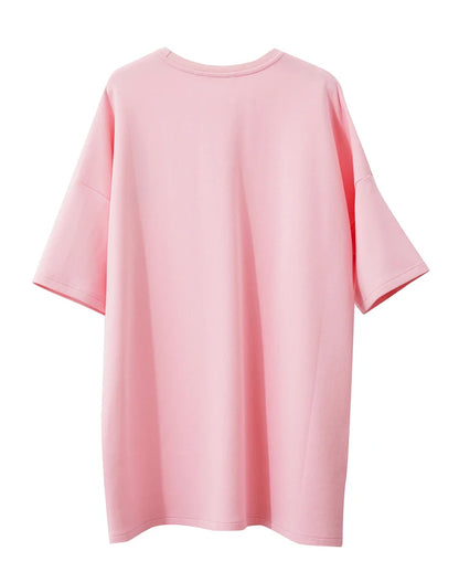 Damen Rundhals-T-Shirt im minimalistischen Stil mit lässiger Stickerei und kurzen Ärmeln