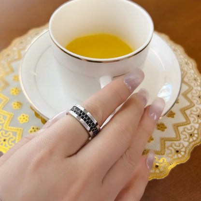 Damen-Ring schwarzer Zirkonia Bandring klassisch aus Sterlingsilber