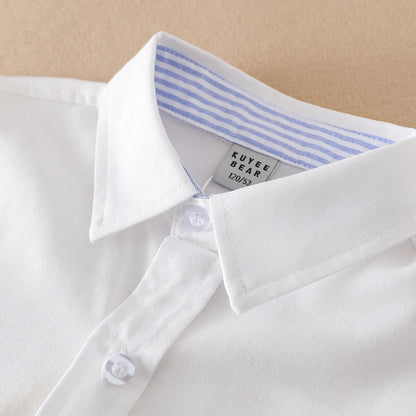 Jungen Sommer hemd neue Kinder Baumwolle Kleidung Schuluniform Kinder Turn-Down-Kragen Kurzarm Kleidung 5-12 Jahre