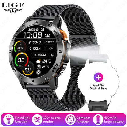 Männer Smartwatch im Militär-Stil mit 360x360 HD Bildschirm und Wasserdichtigkeit