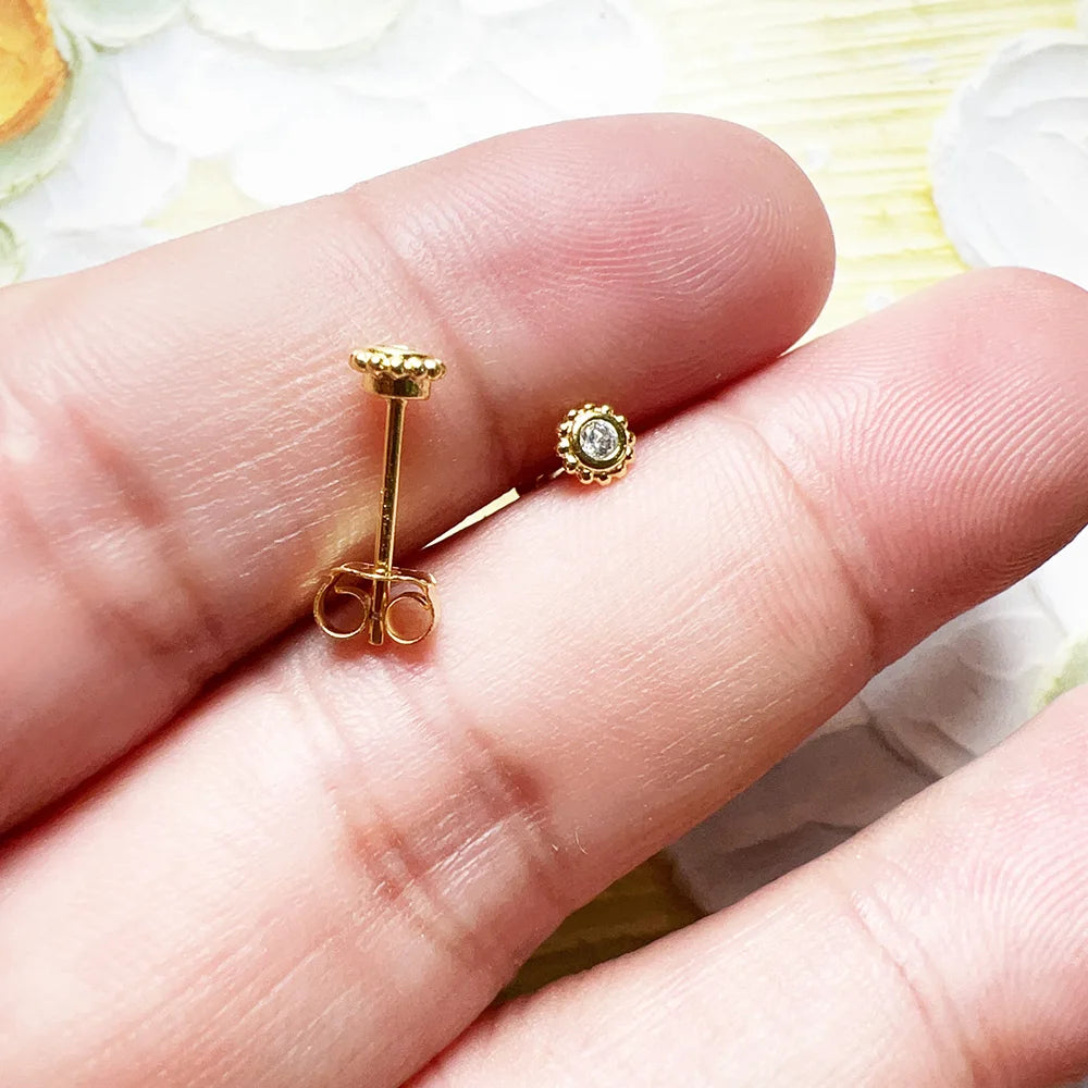 Damen-Ohrstecker Sonnenblume gold Vintage 925 Sterlingsilber II