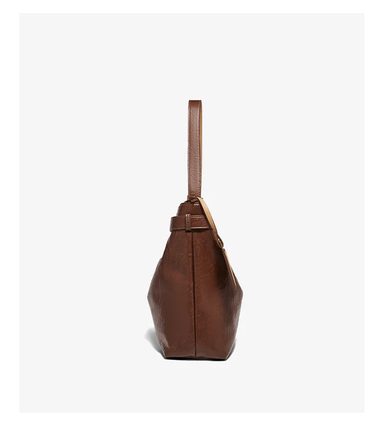 Damen Schultertasche Vintage Split-Leder mit großer Kapazität