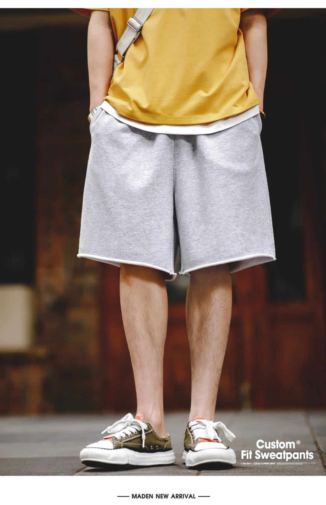 Herren Jogging Shorts in Grau mit elastischer Taille und lässiger Passform
