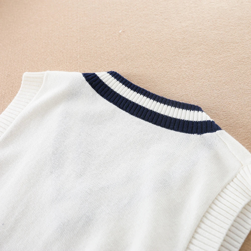 Jungen V-ausschnitt Pullover Frühling Herbst Ärmelloses Baumwolle Streifen Weste Kinder Kleidung Für 4-12 Jahre Kinder Weste