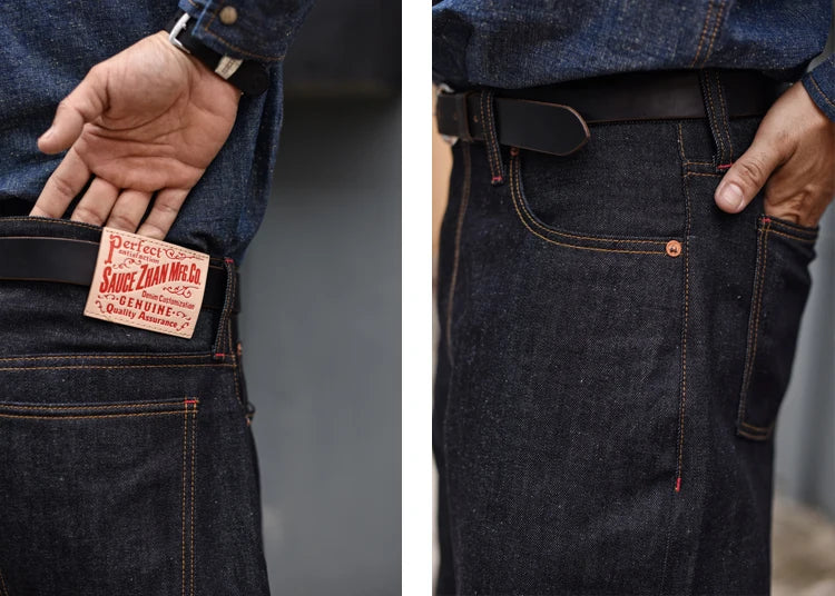 Herren Jeans aus Sommer Selvedge Denim mit lockerer Passform und hohem Bund