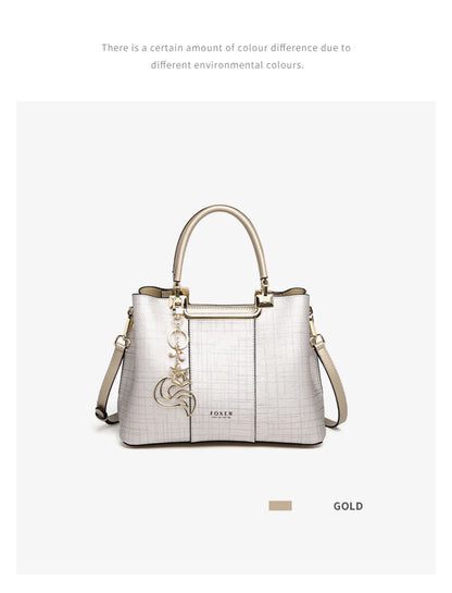 Damen Handtasche aus Split-Leder mit Saffiano-Design und Große Kapazität