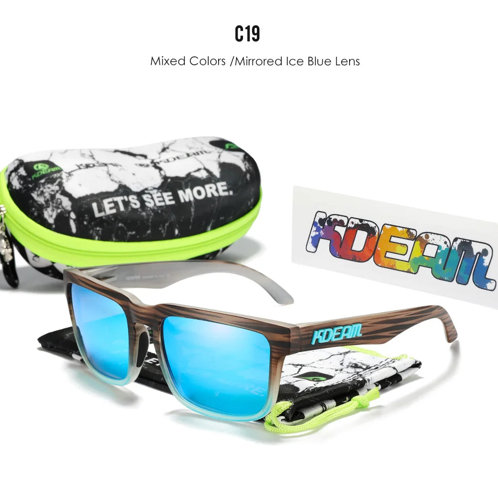 Sonnenbrille quadratisch polarisiert Reißverschlussetui 30 Farben Unisex