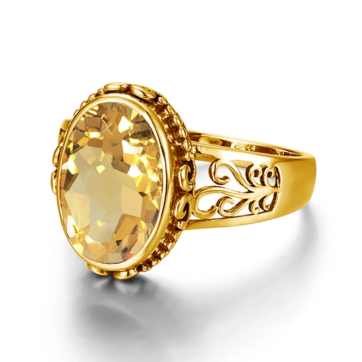 Damen-Ring Mit Citrin Im Ovalschnitt, Art Déco Stil, Geburtsstein Schmuck Aus Silber 925