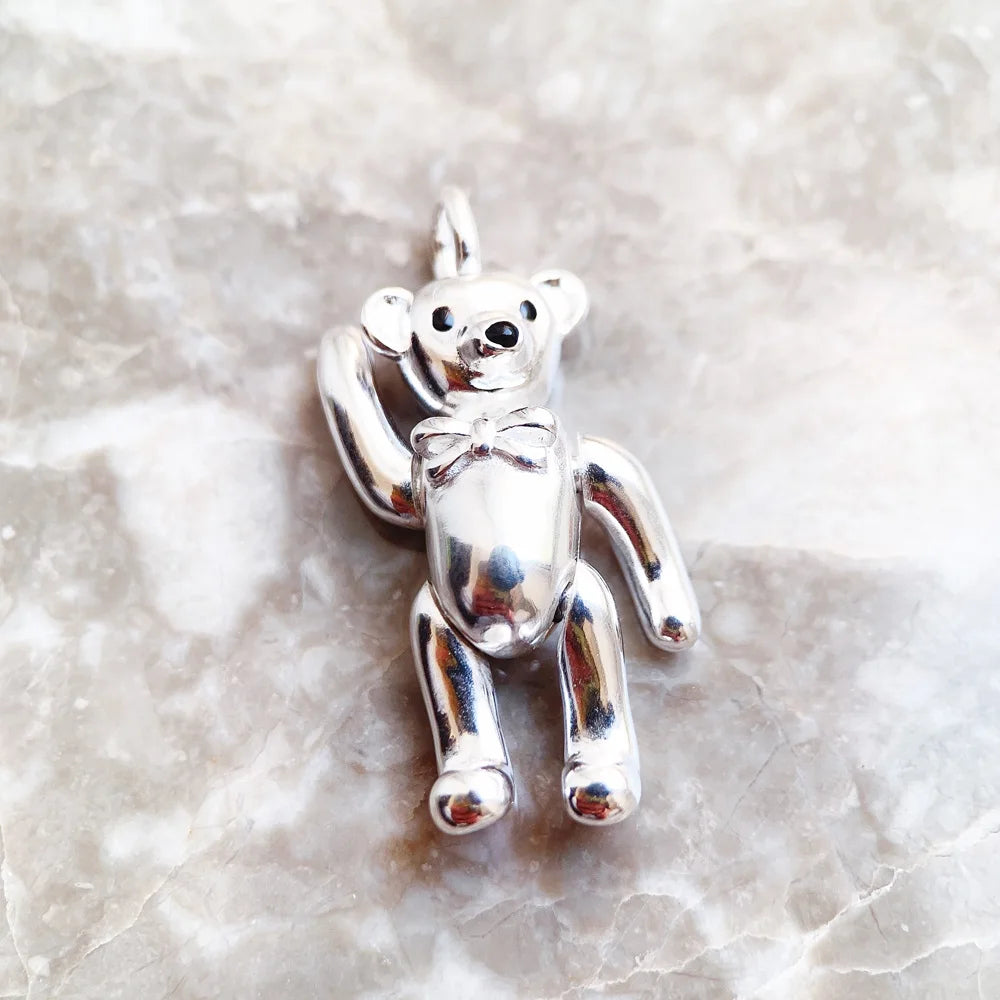 Damen-Charm-Anhänger Teddybär Winter süß aus Sterlingsilber