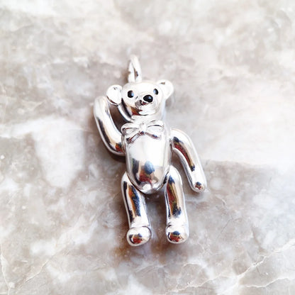 Damen-Charm-Anhänger Teddybär Winter süß aus Sterlingsilber