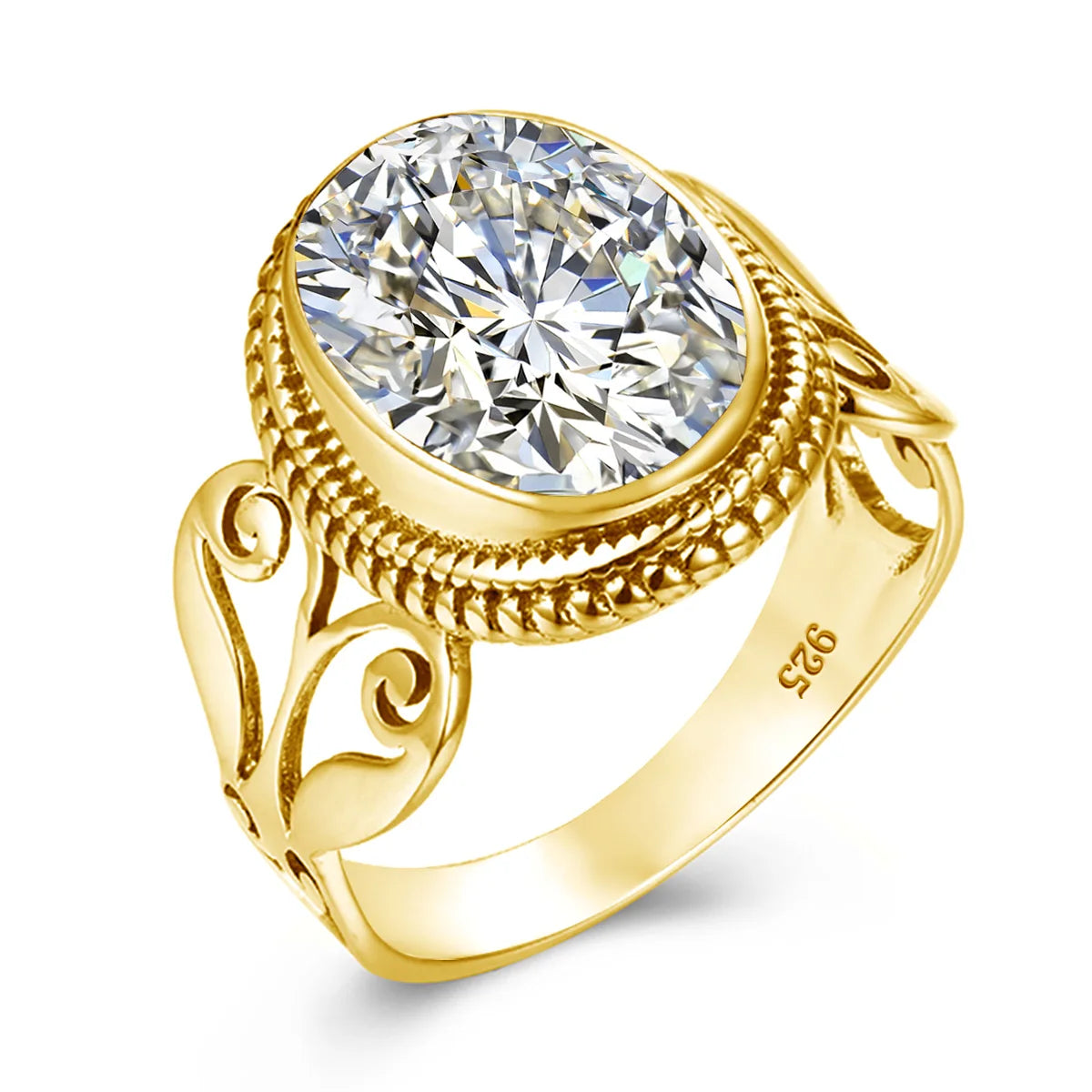 Damen-Ring Aus Sterling Silber Mit Ovaler Rainbow Fire Mystic Topaz Stein 10x16mm Goldtone Schmuck