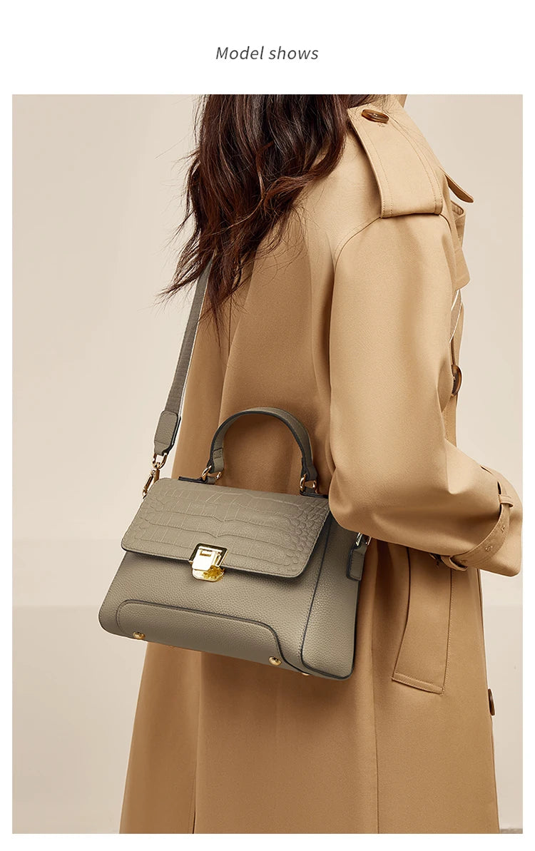Damen Schultertasche aus Echtem Leder Simple Crossbody