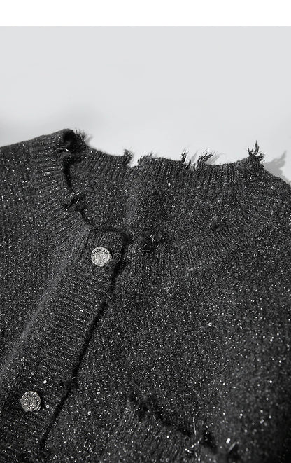 Damen-Strickjacke Rundhals englischer Stil einfarbig elegant Herbst