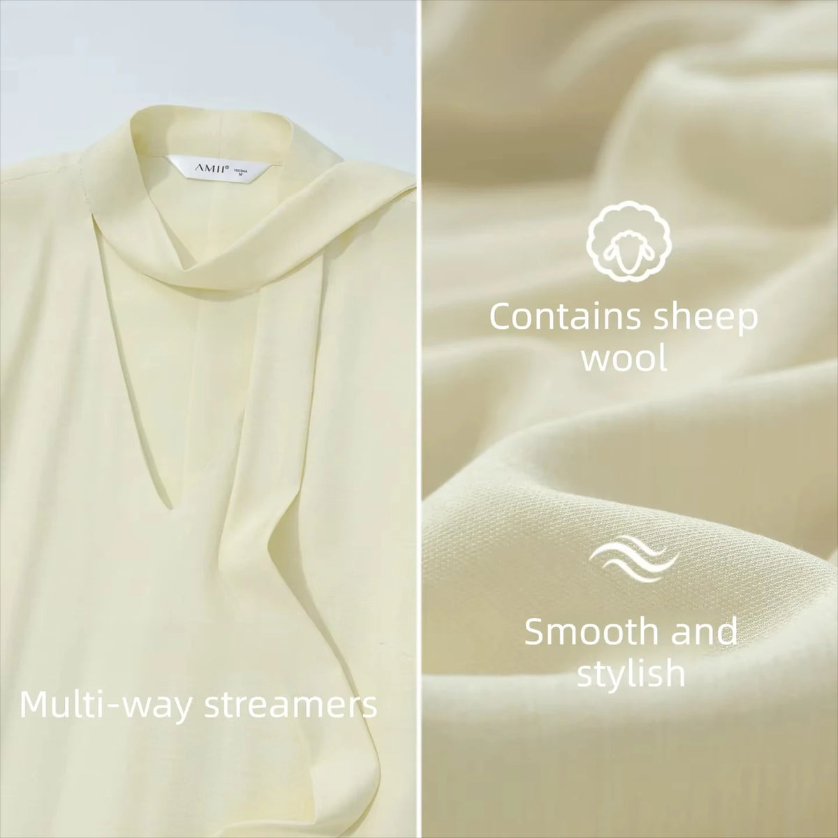 Damen-Sommerkleid in Vanille, Stoffdetail mit glatter Oberfläche und verdeckter Knopfleiste