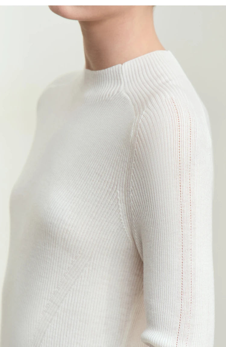 Damen-Halbrollkragen-Pullover Slim Raglan Wolle-Mix Herbst-Winter