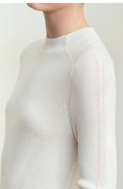Damen-Halbrollkragen-Pullover Slim Raglan Wolle-Mix Herbst-Winter