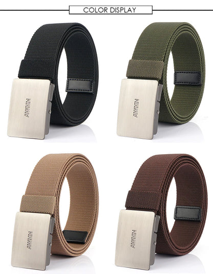 VATLY Silber Stretch-Gürtel Herren 3,8 cm mit Schnellverschluss 105–125 cm