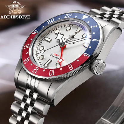 GMT Herren-Taucheruhr Quarz 200m wasserdicht Bubble-Glas BGW9 Leuchtzeiger AD2044
