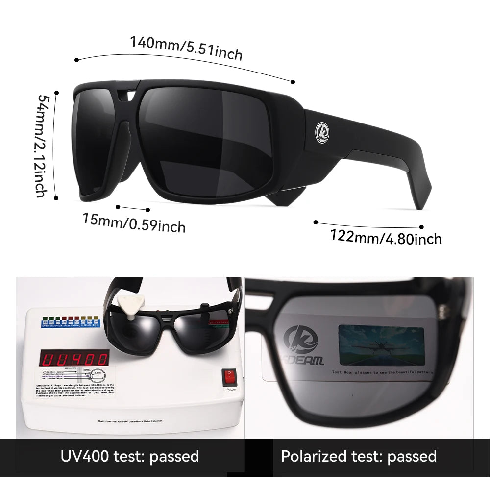 Sonnenbrille Sport polarisiert breiter Rahmen Outdoor Reißverschlussetui Herren