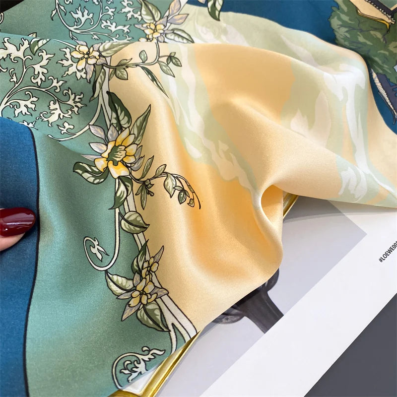 Damen Seidenschal quadratisch 70cm Halstuch Bandana Hijab Pashmina H