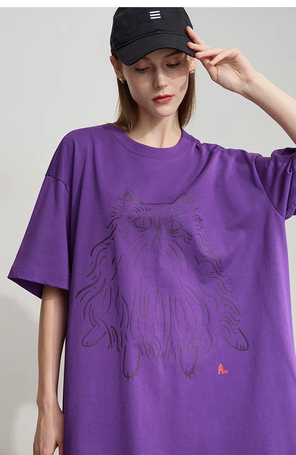 Damen T-Shirt mit Druck im lässigen Rundhals-Stil für das Büro
