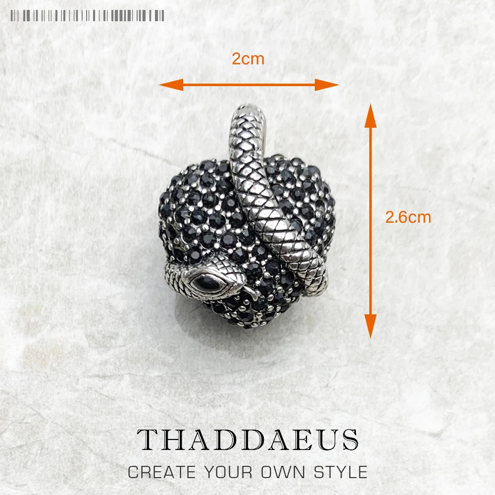 Damen-Charm-Anhänger Schlüssel Schlange Herz aus Sterlingsilber