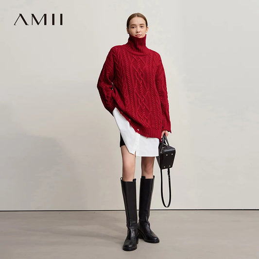 Damen-Rollkragenpullover Acryl locker warm Retro Winter