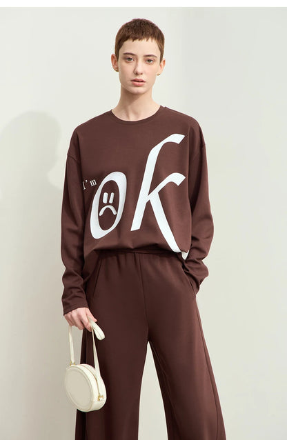 Damen T-Shirt im minimalistischen Stil mit Rundhalsausschnitt und Druckdesign