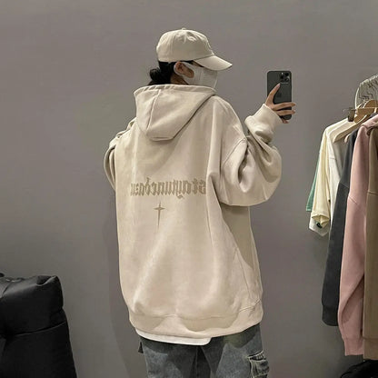 Lässiger Herren-Hoodie mit Rundhalsausschnitt und Vintage-Cartoon-Print – ideal für Herbst und Winter