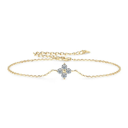 Damen-Armband Kleeblatt mit Moissanit in Gold