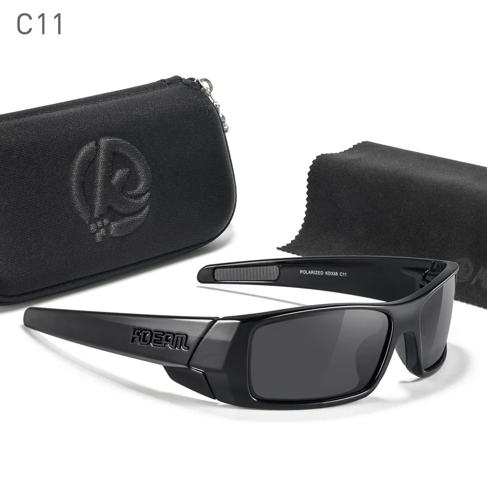 Sonnenbrille Angeln schwarz photochrom Nachtsicht Totenkopf-Etui Herren