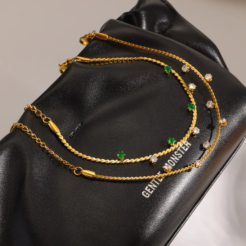 Damen-Armband CZ-Station aus Edelstahl